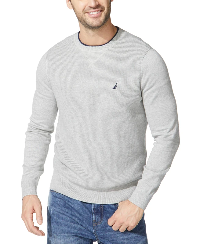 Nautica Men's Ribbed Sweater, Grey Heather, S
