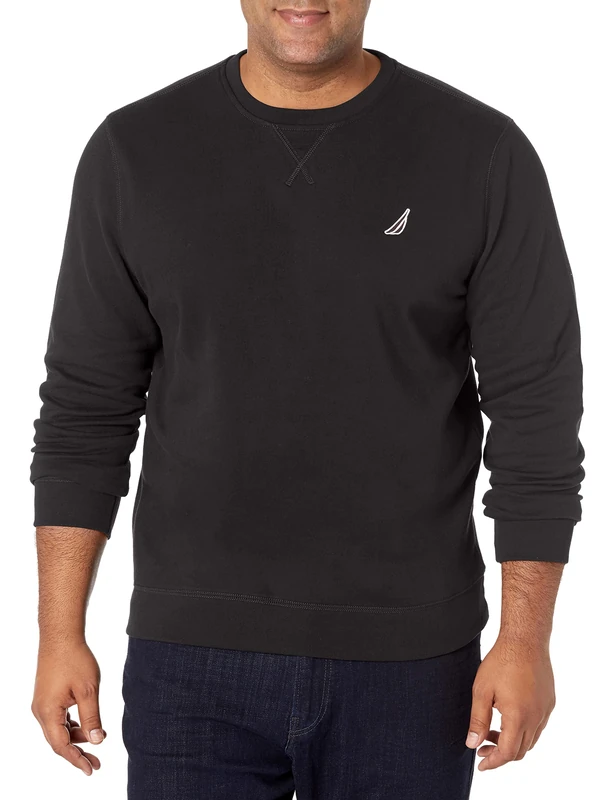 Nautica Men's Basic Crew Neck Fleece Sweatshirt, True Black, Medium