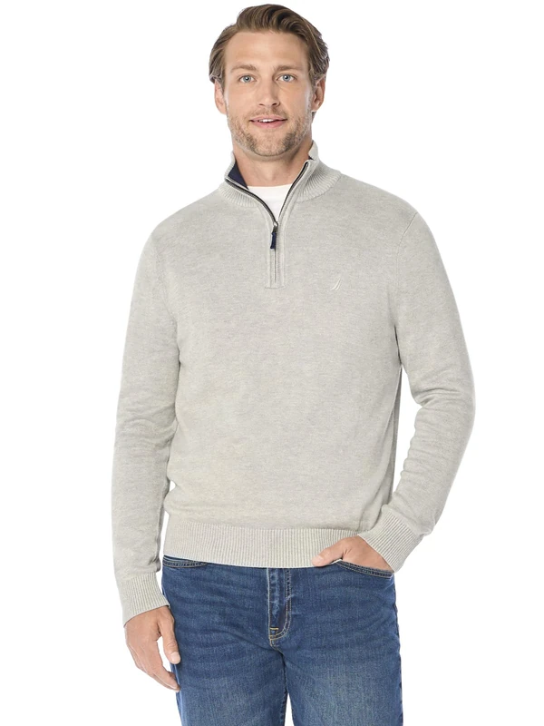 Nautica Men's Quarter-Zip Sweater, Grey Heather, XXXL