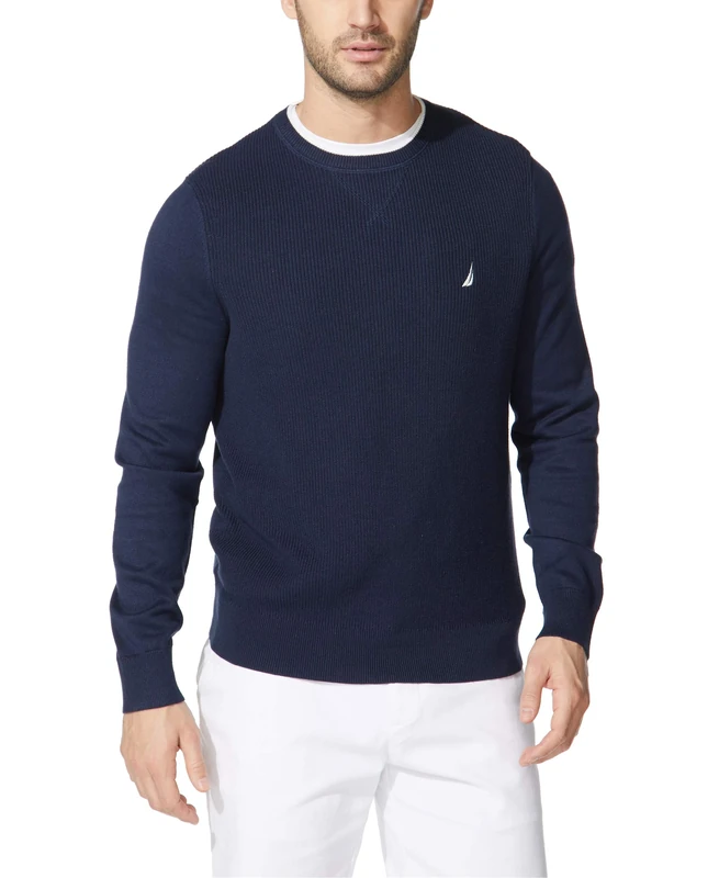Nautica Men's Ribbed Sweater, Navy, Large