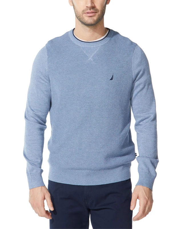Nautica Men's Ribbed Sweater, Deep Anchor Heather, XXXL