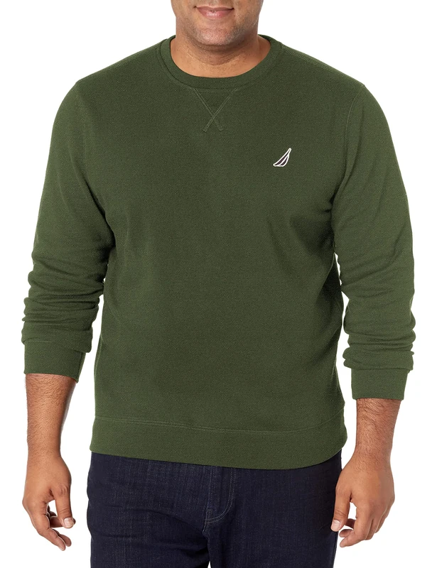 Nautica Men's Basic Crew Neck Fleece Sweatshirt, Pine Forest, Medium