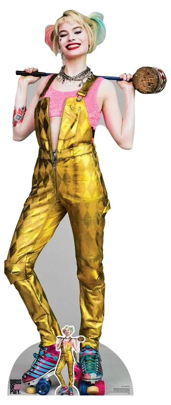 Star Cutouts SC1511 Harley Quinn Gold Jumpsuit Lifesze Cardboard Cutout/Standee/Stand Up Margot Robbie Birds of Prey Height 169cm Width 72cm - Image 1