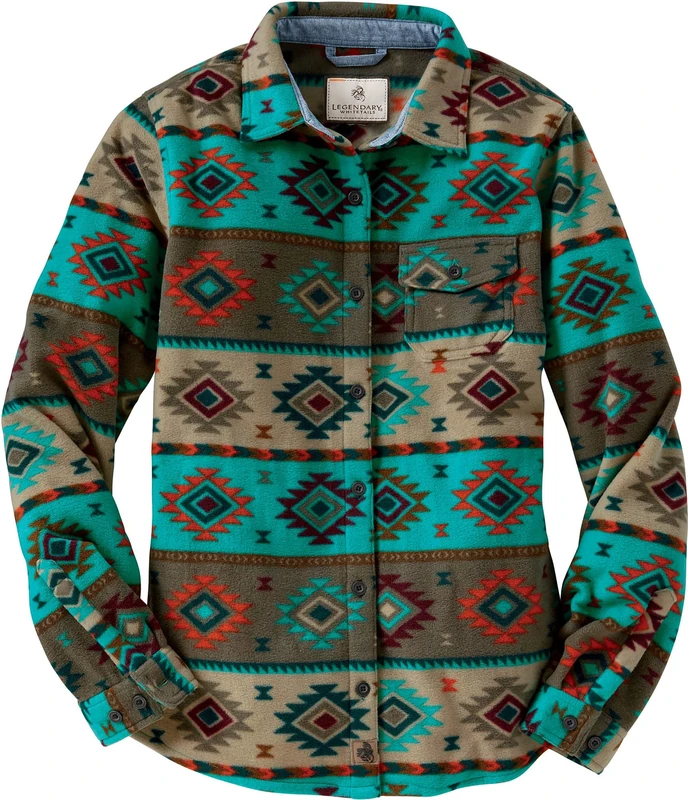 Legendary Whitetails Women's Trail Guide Fleece Button Down Shirt, Desert Bow, L
