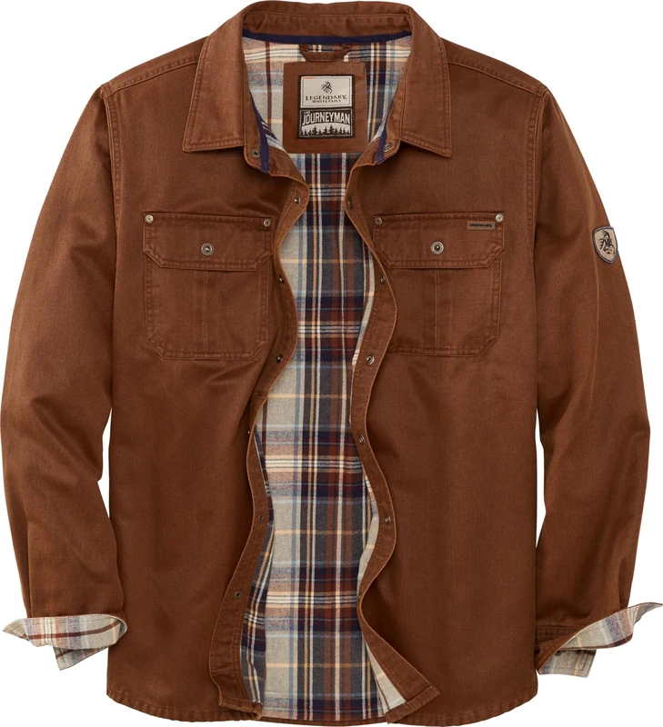 Legendary Whitetails Men's Journeyman Shirt Jacket, Flannel Lined Shacket for Men, Water-Resistant Coat Rugged Fall Clothing, Copper Rust, XX-Large Tall