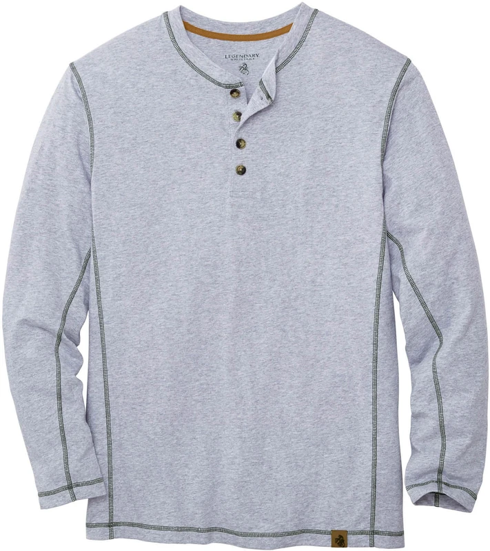 Legendary Whitetails Men's Maverick Slub Henley Shirt, Athletic Heather, XL Tall