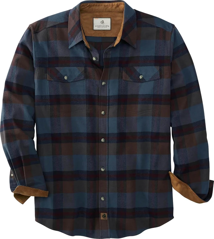 Legendary Whitetails Men's Legendary Flannel Shirt, Active Cobalt Carbon Plaid, 3X-Large Tall