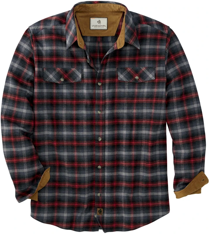 Legendary Whitetails Men's Legendary Flannel Shirt, Banner Crimson Plaid, Large Tall
