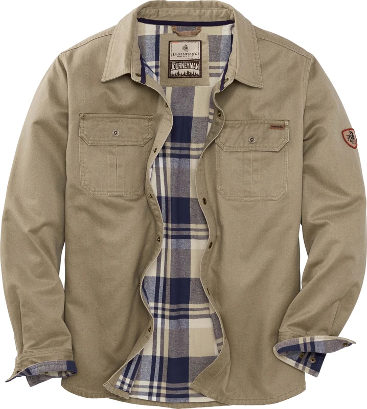 Legendary Whitetails Men's Journeyman Shirt Jacket, Flannel Lined Shacket for Men, Water-Resistant Coat Rugged Fall Clothing, Twig, S