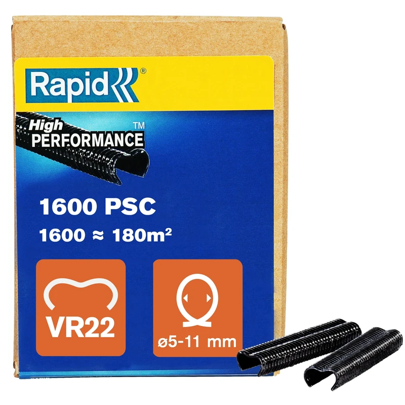 Rapid VR22 Galvanized Fence Hogrings with Black PET Coating, Suitable for 5-11 mm Netting Wire, Ideal for Securing Cages and Fencing, 1600 Pieces, Boxed (40017338)