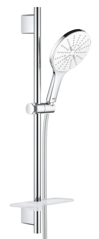 GROHE Vitalio 150 SmartActive - Shower Rail Set (Water Saving 3-Spray Hand Shower 15 cm, Shower Rail 60cm with Tray, Metal Wall Holders, Shower Hose 1.75 m), High Pressure Min. 1 bar, Chrome, 26598000