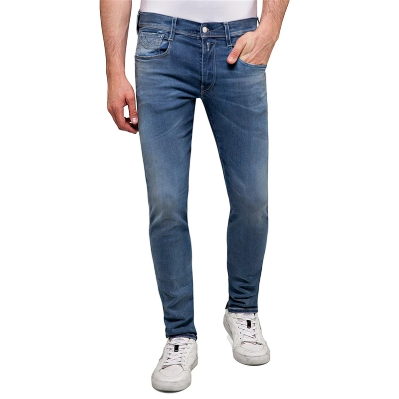 Replay Men's Jeans Anbass Slim-Fit Hyperflex Bio with Stretch, Blue (Medium Blue 009), 28W / 32L
