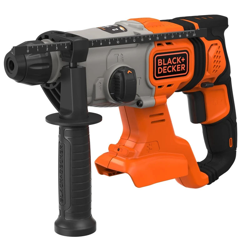 BLACK+DECKER 18V Cordless SDS-Plus Hammer Drill, 1.2J Impact Energy, 3 Modes, Includes 6mm Concrete Bit and Kit Box, BCD900B-XJ