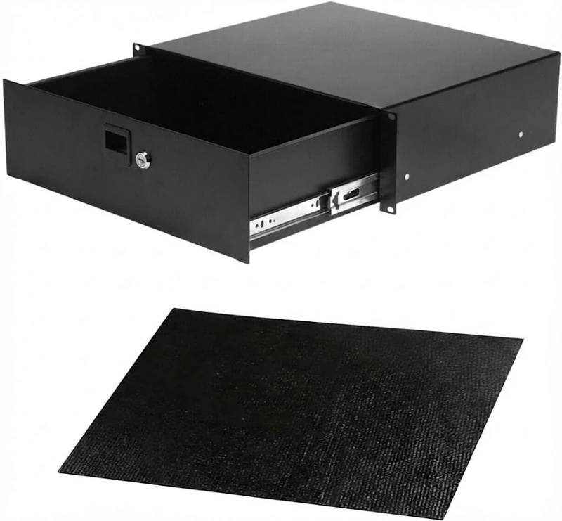 Infitronic INRS213-19 Inch Steel Rack Drawer/Document Tray/Document Drawer Lockable with Lock Full Extension Black (3 U)