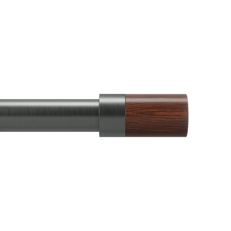 Umbra Blok Modern 1" Adjustable Curtain Rod, Includes 2 Matching Finials, Brackets & Hardware, 72 to 144", Gunmetal