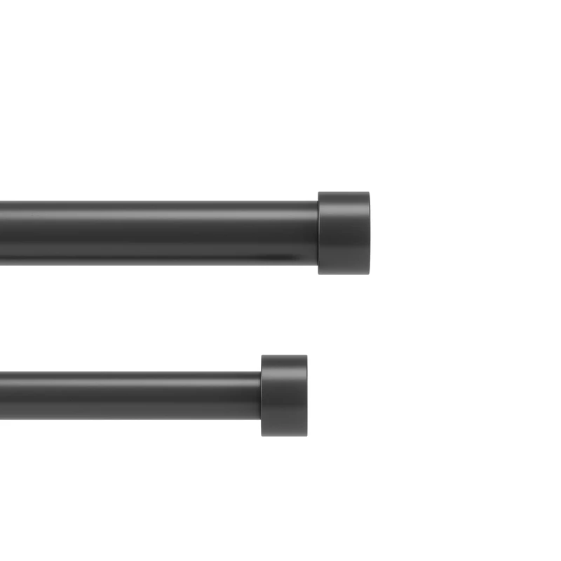 Umbra Cappa Double Curtain Rod, Includes 2 Matching Finials, Brackets & Hardware, 36 to 66-Inch, Black