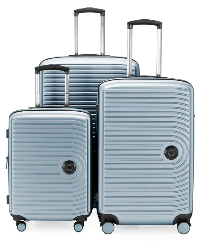 Hauptstadtkoffer Mitte - Set of 3 Suitcases - Hand Luggage Suitcase 55 cm, Medium Suitcase 68 cm + Large Travel Suitcase 77 cm, Hard Shell ABS, TSA, Pool Blue