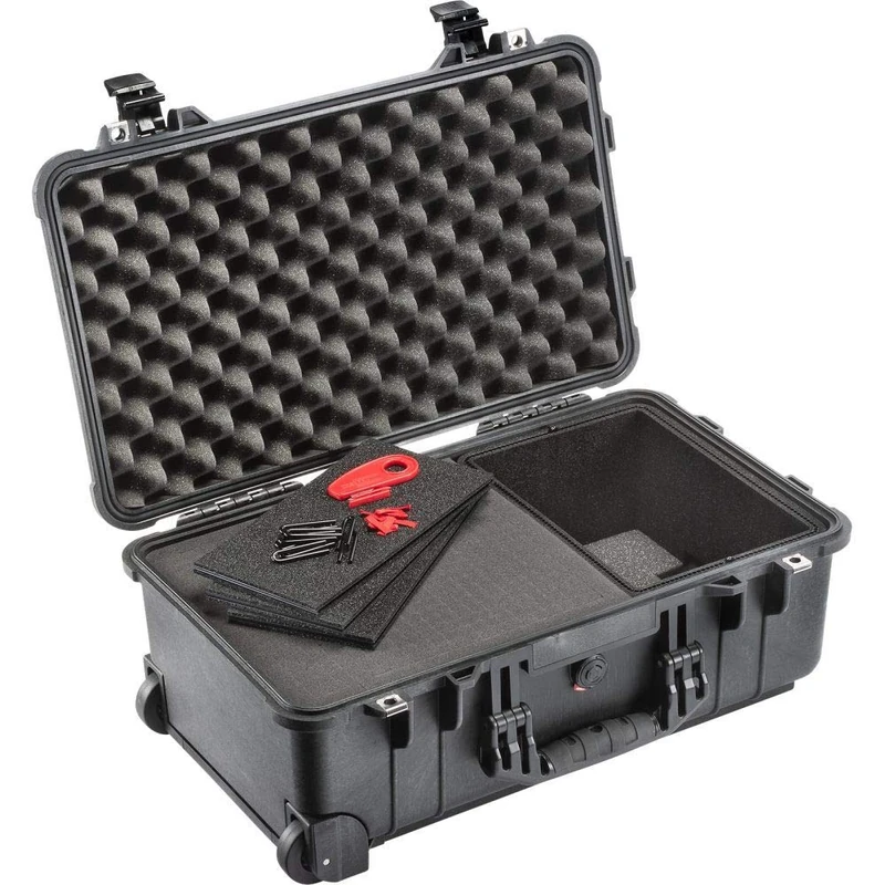 PELI 1510 Professional Trolley IP67 Waterproof and Dustproof 47L Volume Made in the USA With Hybrid, Combined Foam and TrekPak Insert Black