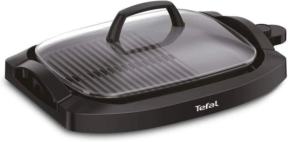 TEFAL Plancha Electric Smokeless Grill with Lid, Black, Plastic/Steel, CB6A0827
