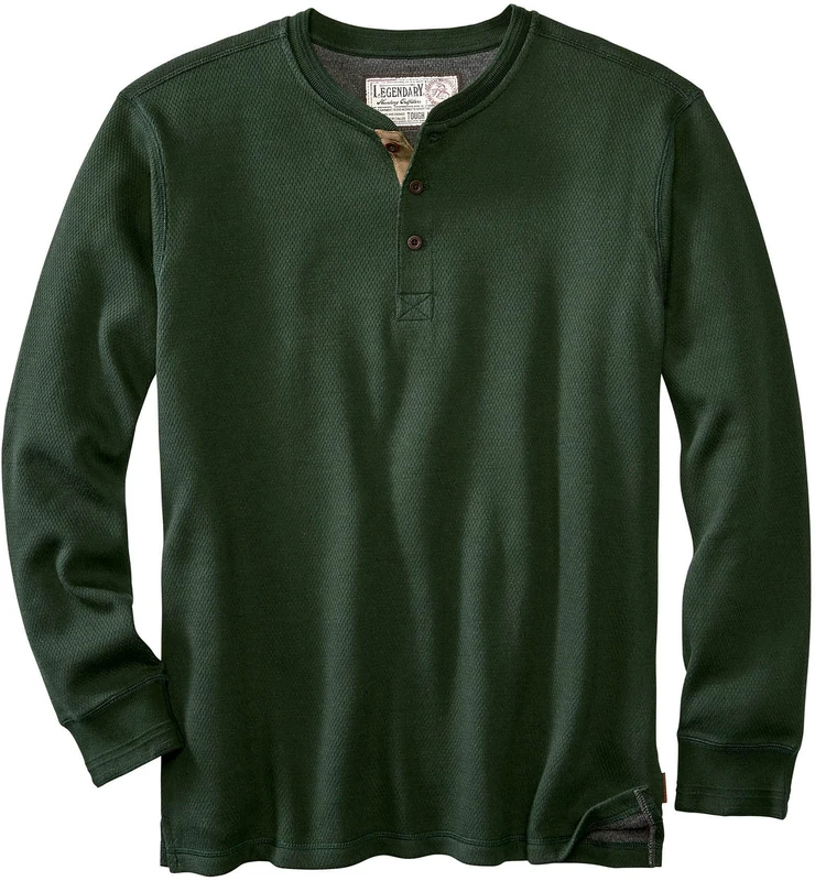 Legendary Whitetails Men's Tough as Buck Double Layer Thermal Henley Shirt-Casual Long Sleeve Waffle Knit Regular Fit, Mountain View, S