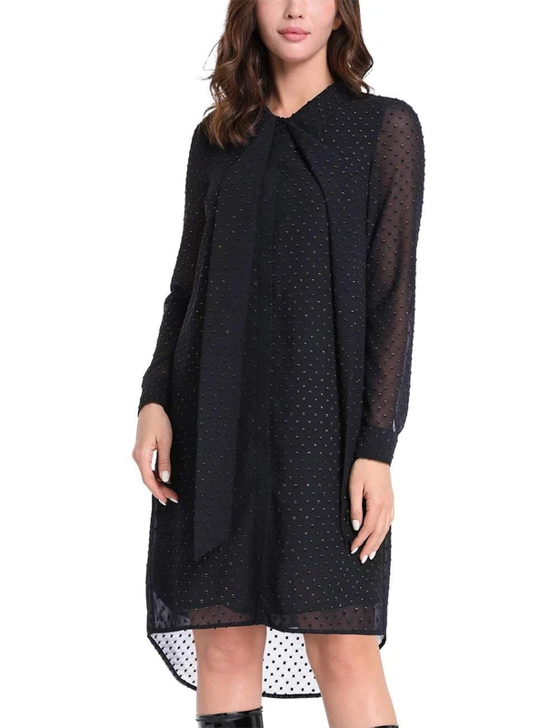 APART Fashion Women's Hilo Chiffon Dress Cocktail, Black-Gold, 34