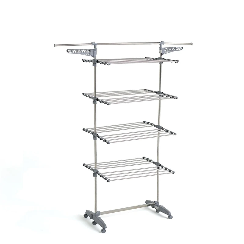 KITCHEN MOVE 30 m Extra Clothes Dryer with 20 Stainless Steel Pegs and 10 Hangers, Plastic, Steel and Grey, L168xl68xH160 cm