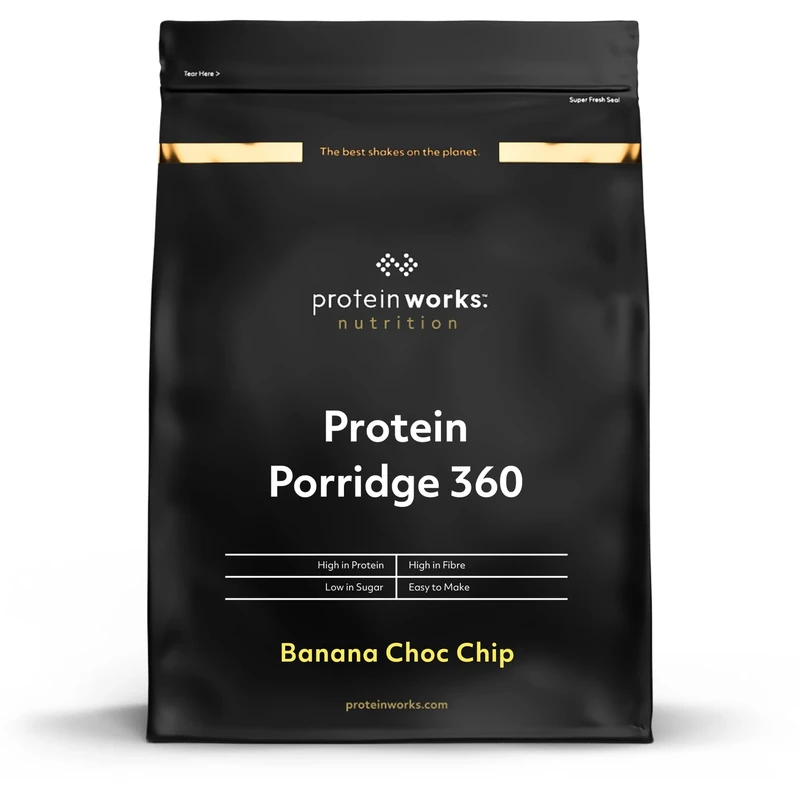 Protein Works - Protein Porridge 360, High Protein, Low Sugar Breakfast, Added Vitamins & Minerals, Low GI Wholegrain Oats, High Fibre, Banana Choc Chip, 26 Servings, 2kg