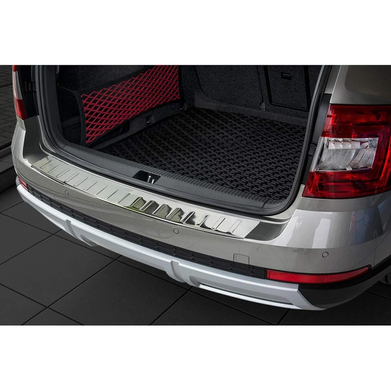 Avisa Stainless Steel Rear bumper protector compatible with Skoda Octavia III Scout 2014-2020 'Ribs' - Image 1