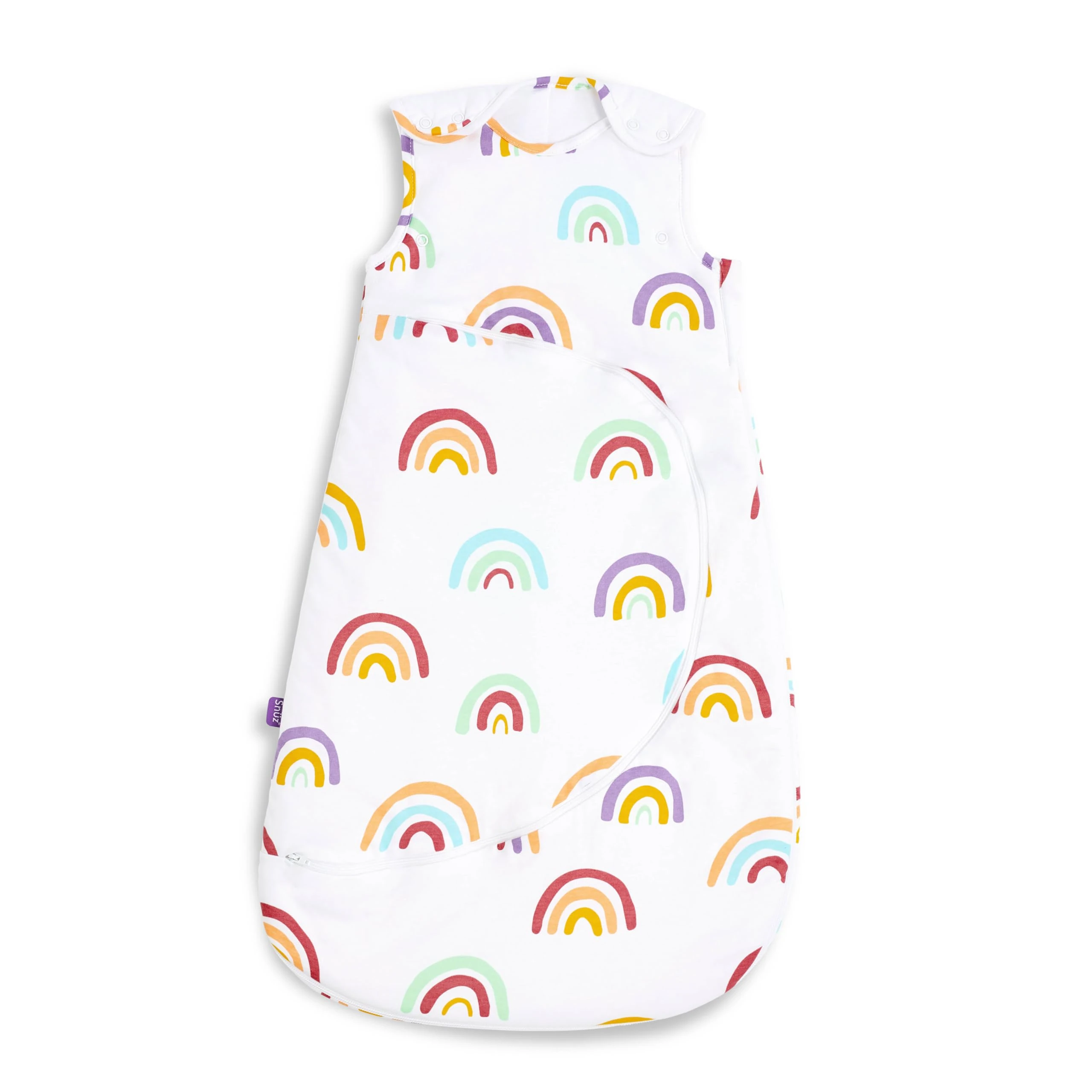 Snuz Baby Sleeping Bag with Nappy Zip - For Easy Nappy Changes, Super Soft Cotton Sleeping Bags with Perfect Fit Poppers, Meets British Safety Standard, Rainbow, 2.5 Tog 6-18M