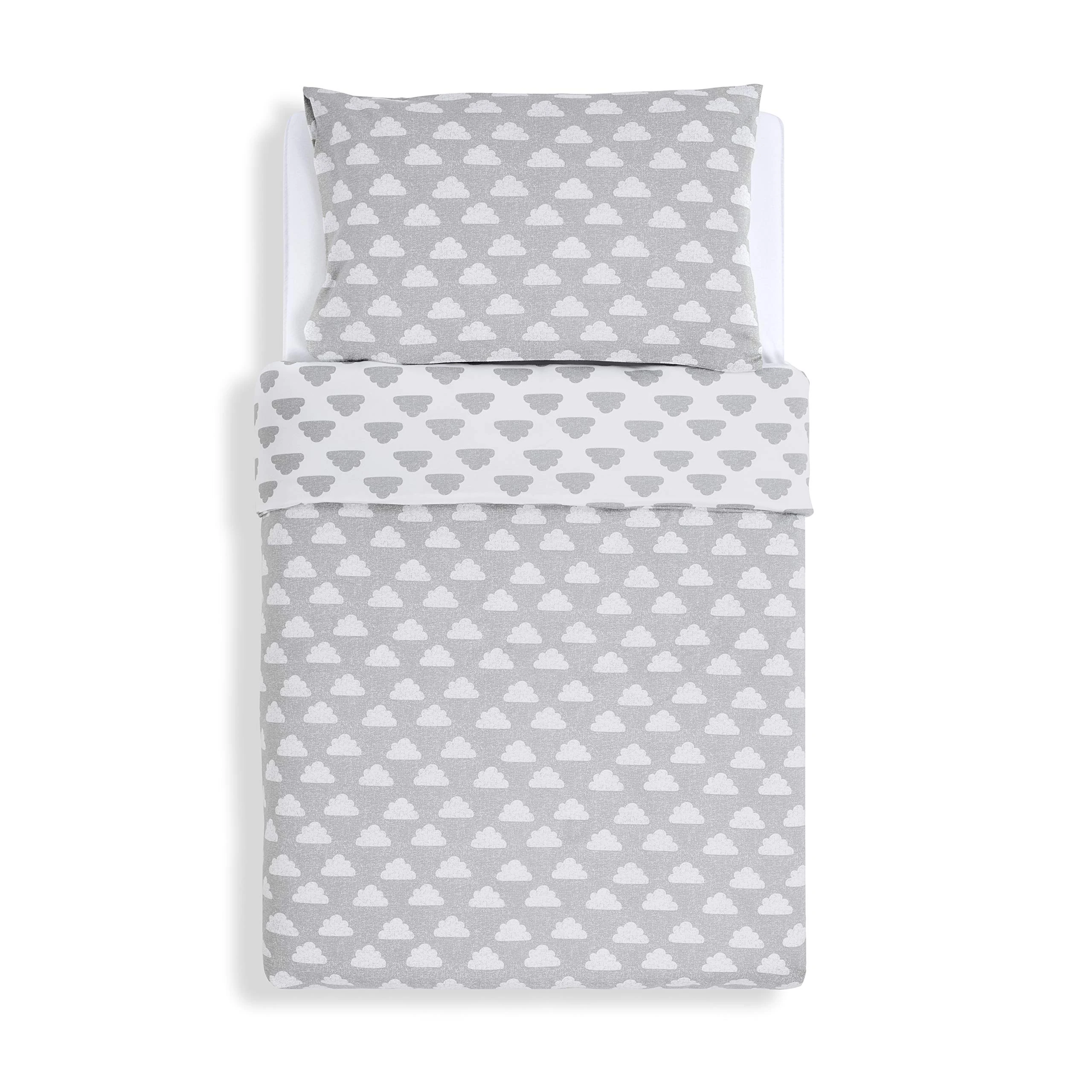 Cot Duvet Cover & Pillowcase Set – Cloud Nine Design – Light, Breathable & Luxurious Jersey Cotton Made To Last & Designed To Fit SnüzKot Duvet
