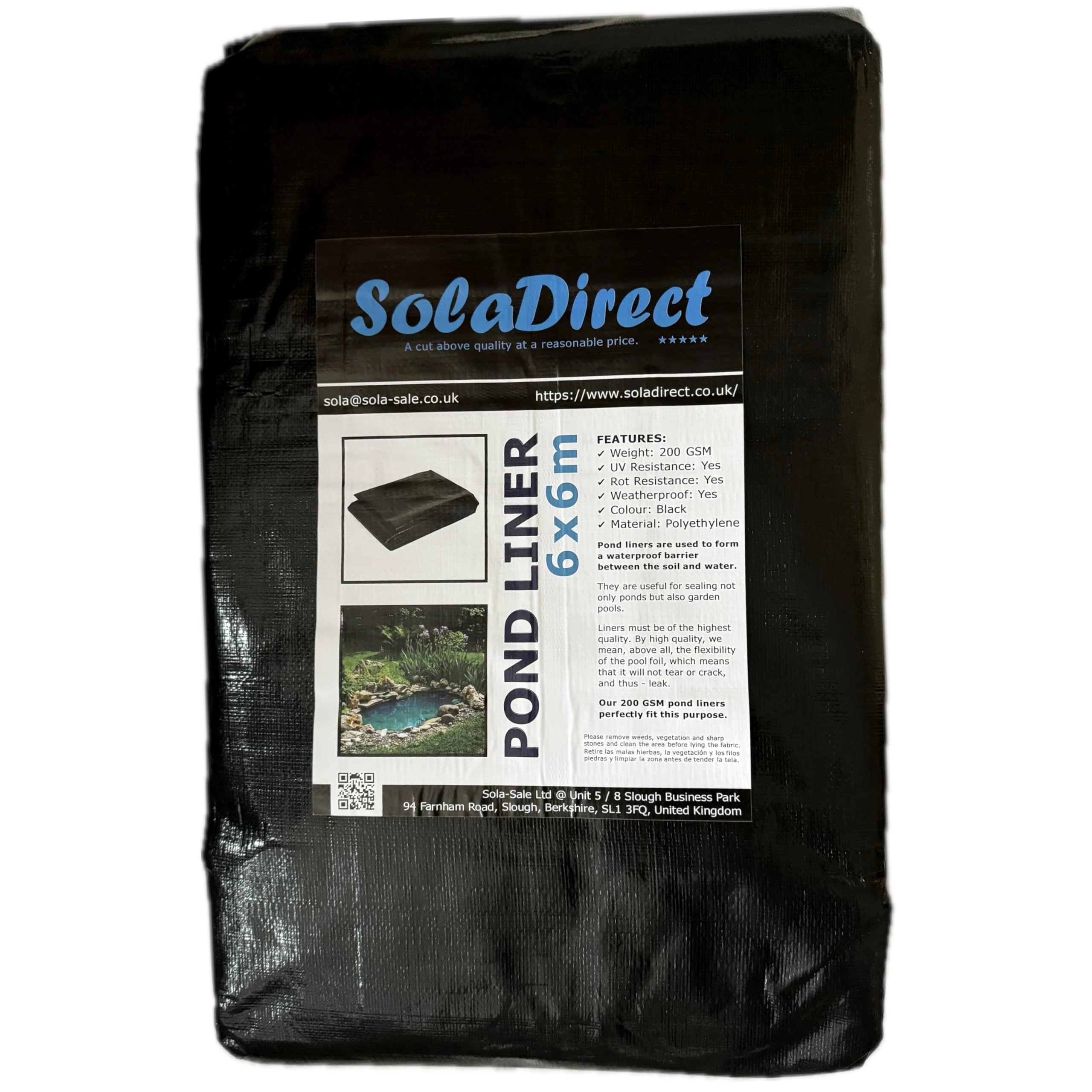 Pond Liner 6 x 6 m - 200 GSM Flexible Tear-Resistant UV-Resistant Garden Fish Pond Liner for Water Features, Koi, Ponds, Fountains, Landscaping - Durable Long Lasting Heavy Duty Waterproof Sheet