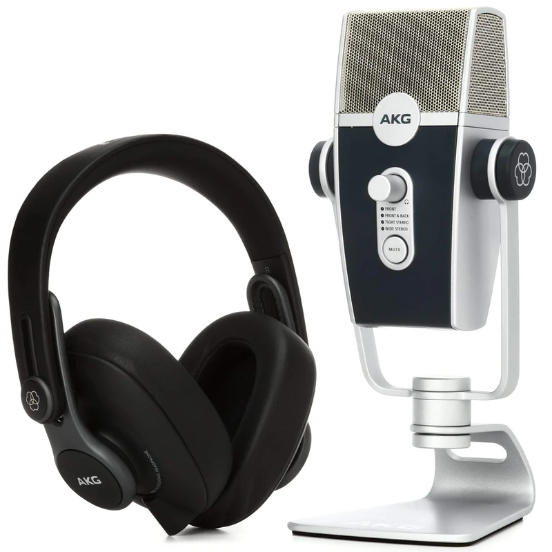 AKG Pro Audio Podcaster Essentials Kit for Streamers, Vloggers, and Gamers - Includes Lyra USB-C Microphone, K371 Headphones, and Ableton Lite Software