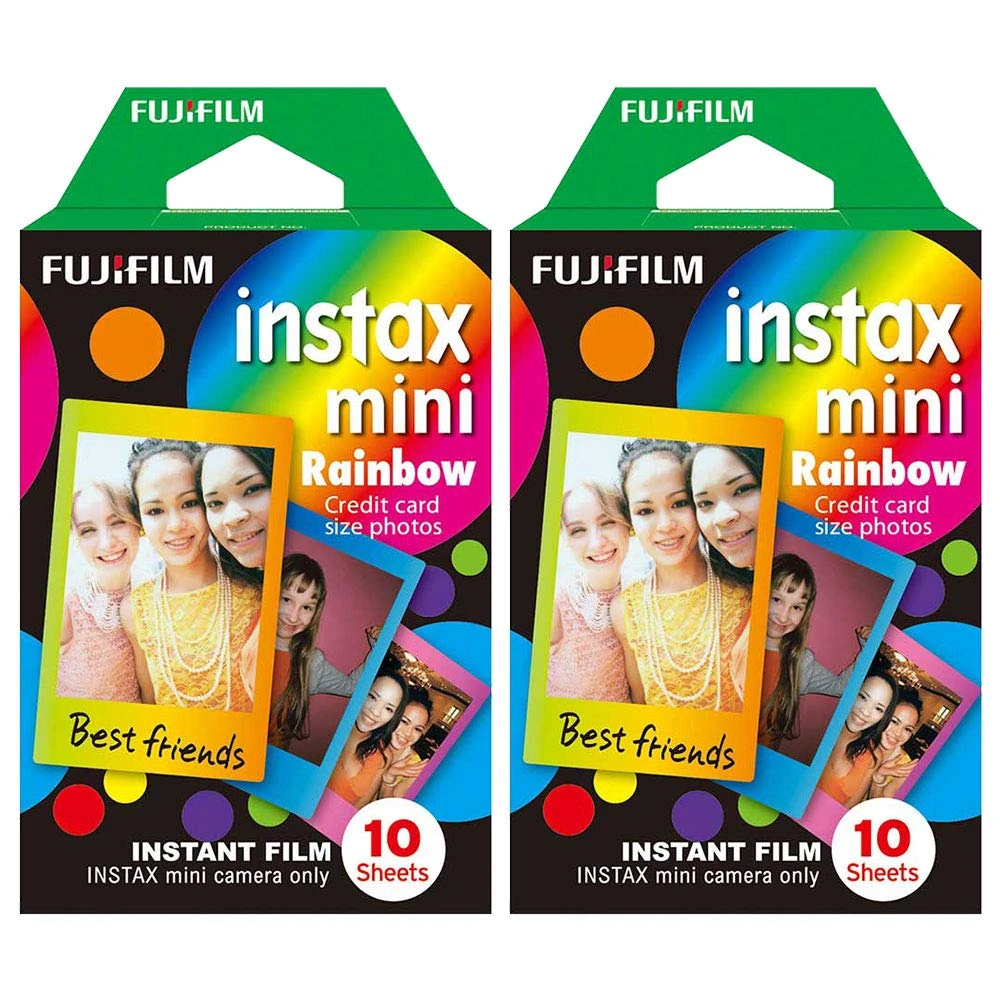 Fuji Instax Mini RAINBOW COLOURS Instant Film for Fujifilm Instax Mini Cameras - 20 Shot Pack