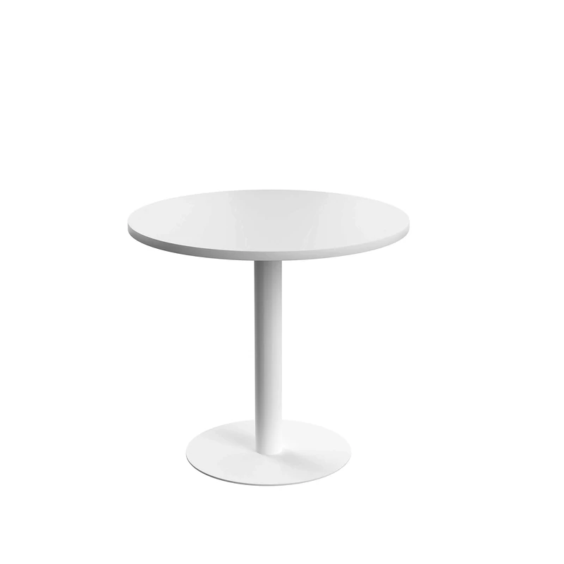 Office Hippo Circular Office Table, Sturdy & Robust Mid-Height Table Desk, Circular Work Table For Home Office, Versatile Desk Table For Canteen, Reception Area, 5 Year Guarantee - White / White