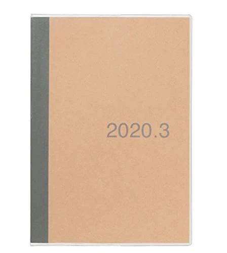 MUJI 2020 Fine Paper Monthly Note A5 Size (5.8 x 8.3 in) Schedule Planner Notebook Beige Gray Starts from March 2020