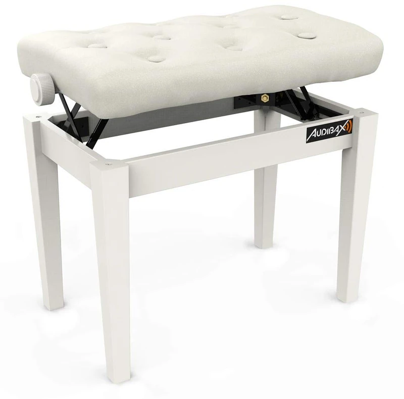 Audibax KB500W Adjustable Piano/Keyboard Bench Padded White