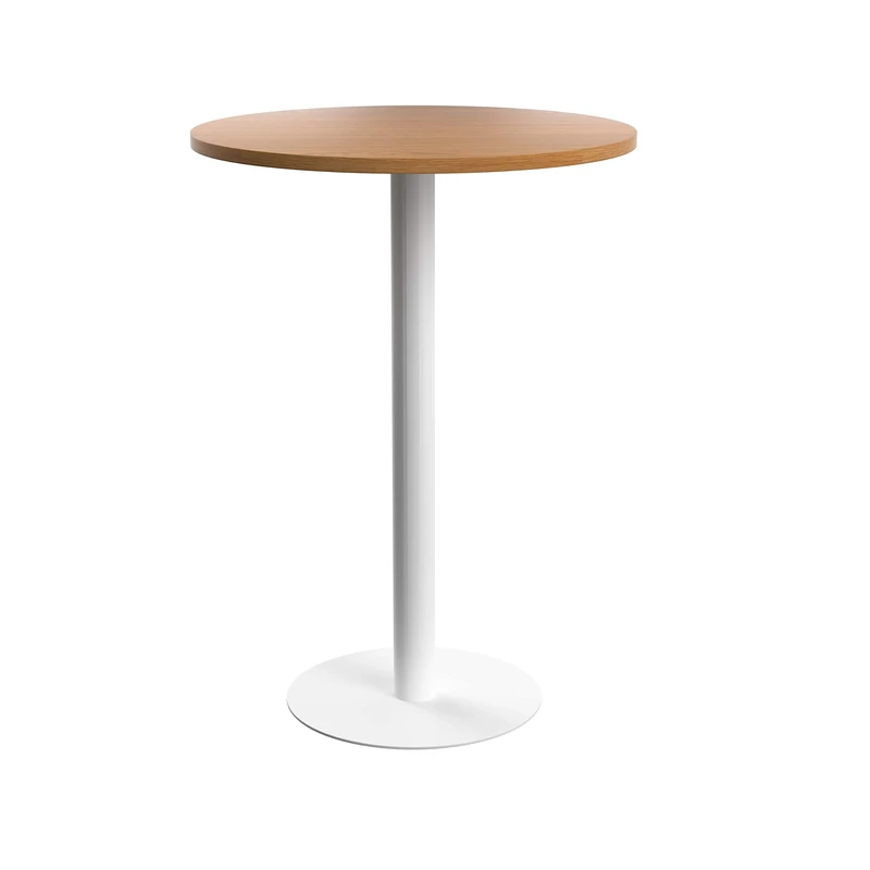 Office Hippo Circular Bar Table, Sturdy & Robust High Office Table, Stylish Work Table For Home Office, Ideal For Reception Area & Breakout Room, High Table Desk, 5 Year Guarantee - Oak / White