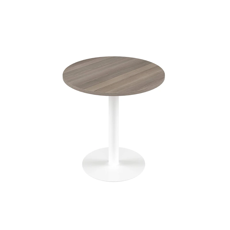 Office Hippo Circular Office Table, Sturdy & Robust Mid-Height Table Desk, Circular Work Table For Home Office, Versatile Desk Table For Canteen, Reception Area, 5 Year Guarantee - Grey Oak / White