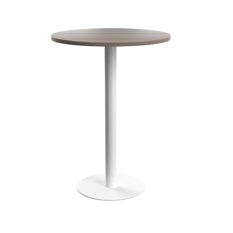 Office Hippo Circular Bar Table, Sturdy & Robust High Office Table, Stylish Work Table For Home Office, Ideal For Reception Area & Breakout Room, High Table Desk, 5 Year Guarantee - Grey Oak / White