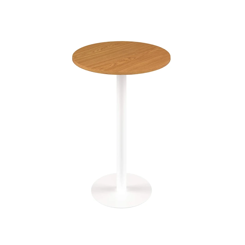 Office Hippo Circular Bar Table, Sturdy & Robust High Office Table, Stylish Work Table For Home Office, Ideal For Reception Area & Breakout Room, High Table Desk, 5 Year Guarantee - Oak / White