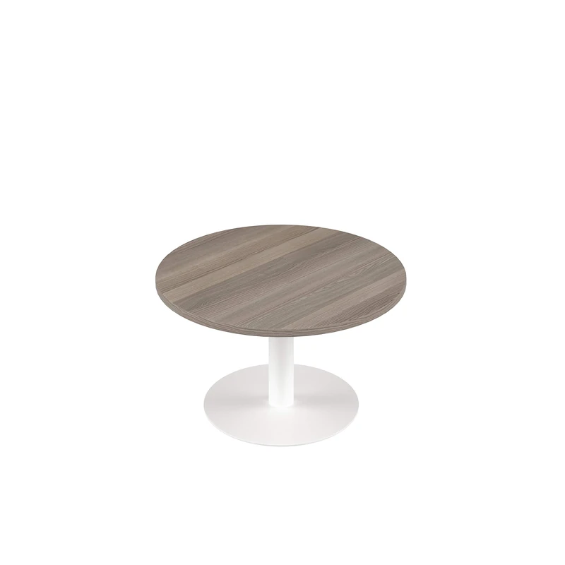 Office Hippo Circular Coffee Table, Sturdy & Stylish Small Table Desk, Laptop Table For Cafe, Coffee Shop or Bar, Versatile Office Table Ideal For Breakroom, 5 Year Guarantee - Grey Oak / White