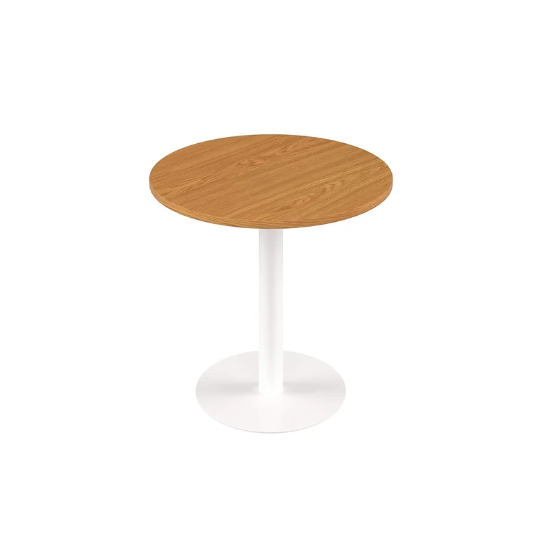 Office Hippo Circular Office Table, Sturdy & Robust Mid-Height Table Desk, Circular Work Table For Home Office, Versatile Desk Table For Canteen, Reception Area, 5 Year Guarantee - Oak / White