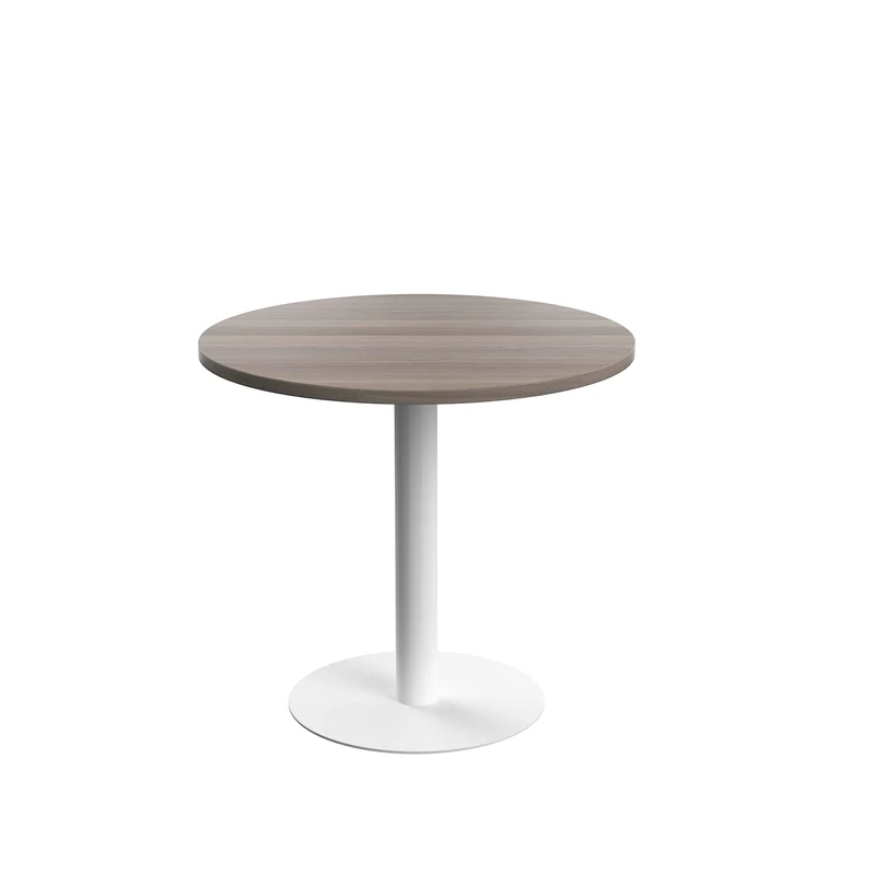 Office Hippo Circular Office Table, Sturdy & Robust Mid-Height Table Desk, Circular Work Table For Home Office, Versatile Desk Table For Canteen, Reception Area, 5 Year Guarantee - Grey Oak / White