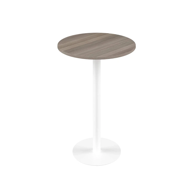Office Hippo Circular Bar Table, Sturdy & Robust High Office Table, Stylish Work Table For Home Office, Ideal For Reception Area & Breakout Room, High Table Desk, 5 Year Guarantee - Grey Oak / White
