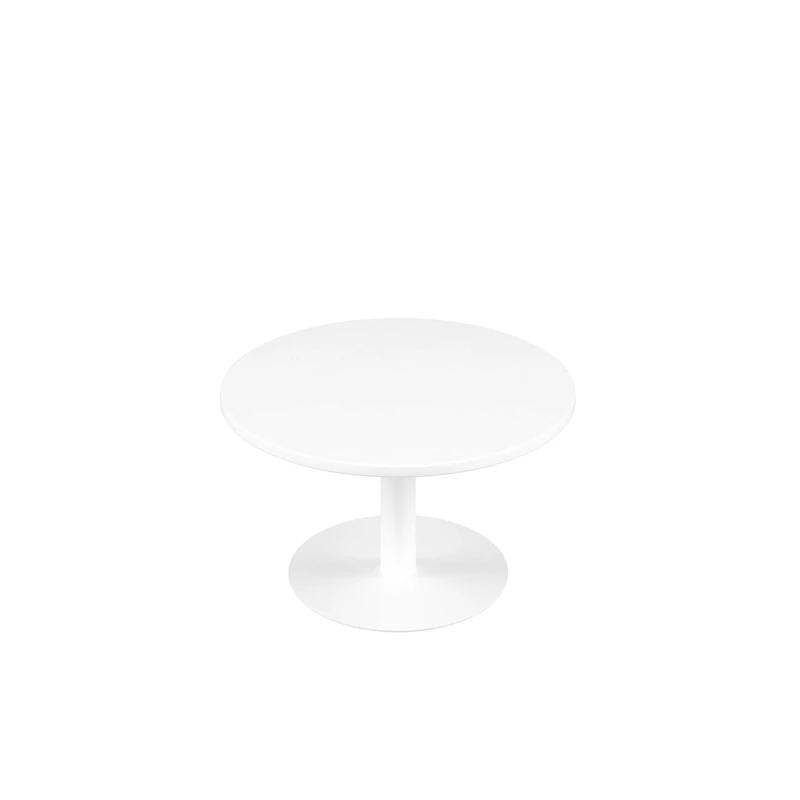 Office Hippo Circular Coffee Table, Sturdy & Stylish Small Table Desk, Laptop Table For Cafe, Coffee Shop or Bar, Versatile Office Table Ideal For Breakroom, 5 Year Guarantee - White / White - Image 1