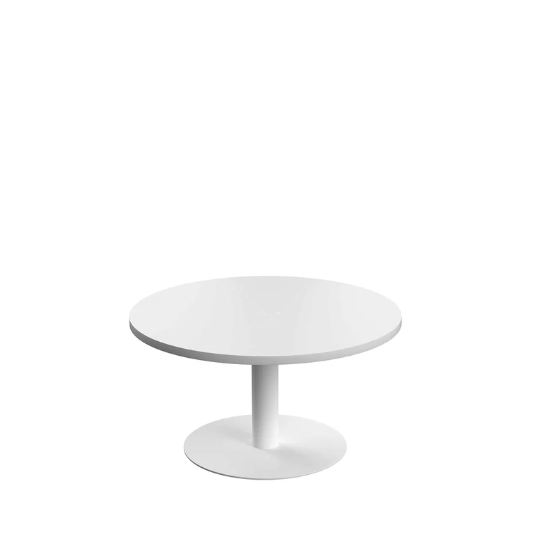 Office Hippo Circular Coffee Table, Sturdy & Stylish Small Table Desk, Laptop Table For Cafe, Coffee Shop or Bar, Versatile Office Table Ideal For Breakroom, 5 Year Guarantee - White / White