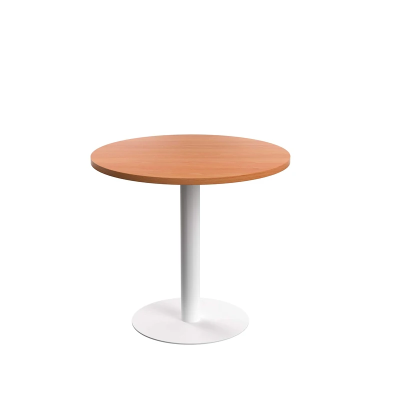 Office Hippo Circular Office Table, Sturdy & Robust Mid-Height Table Desk, Circular Work Table For Home Office, Versatile Desk Table For Canteen, Reception Area, 5 Year Guarantee - Beech / White