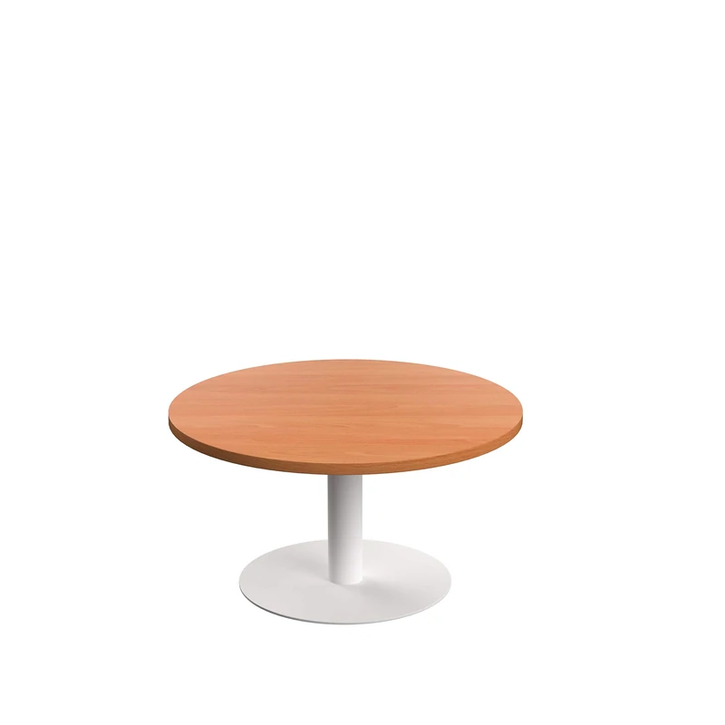 Office Hippo Circular Coffee Table, Sturdy & Stylish Small Table Desk, Laptop Table For Cafe, Coffee Shop or Bar, Versatile Office Table Ideal For Breakroom, 5 Year Guarantee - Beech / White