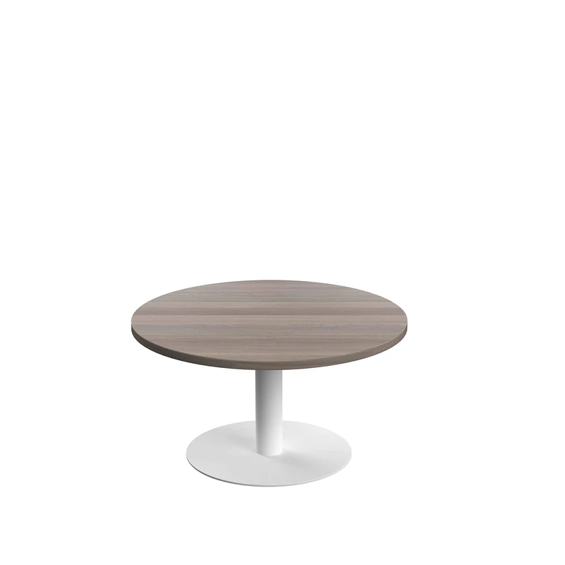 Office Hippo Circular Coffee Table, Sturdy & Stylish Small Table Desk, Laptop Table For Cafe, Coffee Shop or Bar, Versatile Office Table Ideal For Breakroom, 5 Year Guarantee - Grey Oak / White