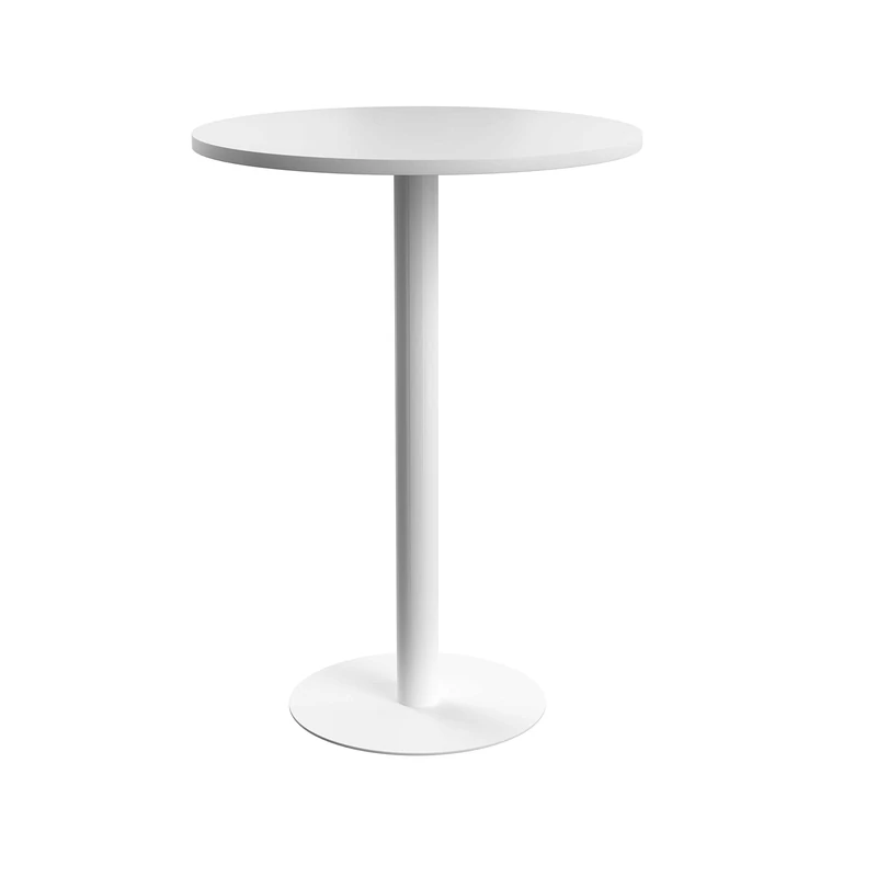 Office Hippo Circular Bar Table, Sturdy & Robust High Office Table, Stylish Work Table For Home Office, Ideal For Reception Area & Breakout Room, High Table Desk, 5 Year Guarantee - White / White